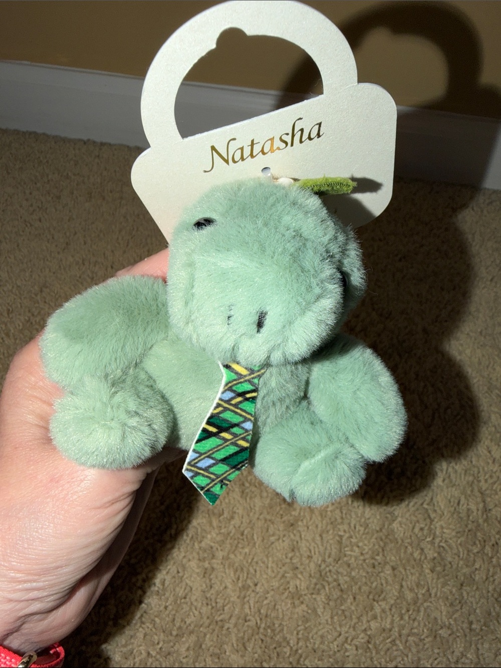Natasha Plush Dinosaur Keychain/Bag Charm - Mint Green with Patterned Tie